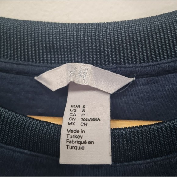 H&M Navy Blue Beaded Longsleeves Crewneck Sweatshirt Women's Size S - Picture 13 of 16